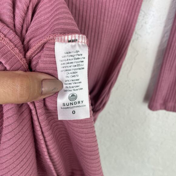 Sundry Pink Henley Ruched Sides Dress Size 0(XS) NWOT Made in USA summer, spring - Picture 7 of 8